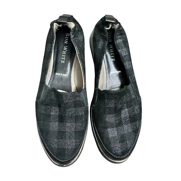 Ron White Naverina Tartan Slip-On Sneaker In Onyx Black Gray Womens US 7.5 Eu 38 - Picture 4 of 11